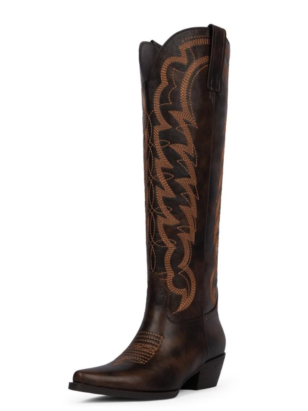 Cowboy Boots for Women Knee High Chunky Heel Butterfly Cowgirl Boots Wide Calf